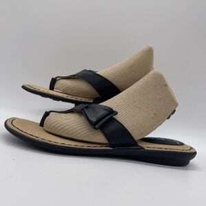 BOC Womens 7 Shoes Black Born Concept Thong Flip Flops‎ Sandals Bow Detail